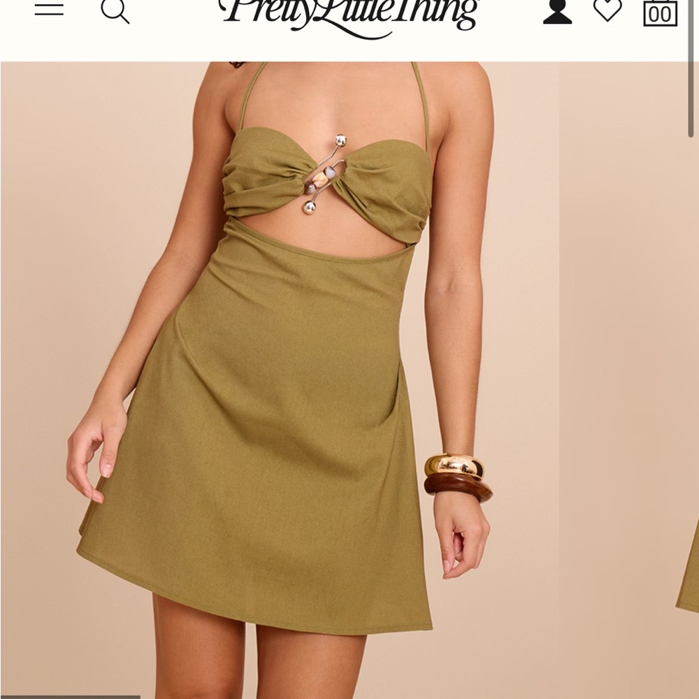 Khaki Trim Detail Shift Dress